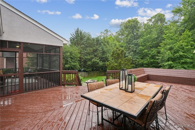 5308 Hillshire Way, Glen Allen, VA 23059 - deck featuring a sunroom and outdoor dining space