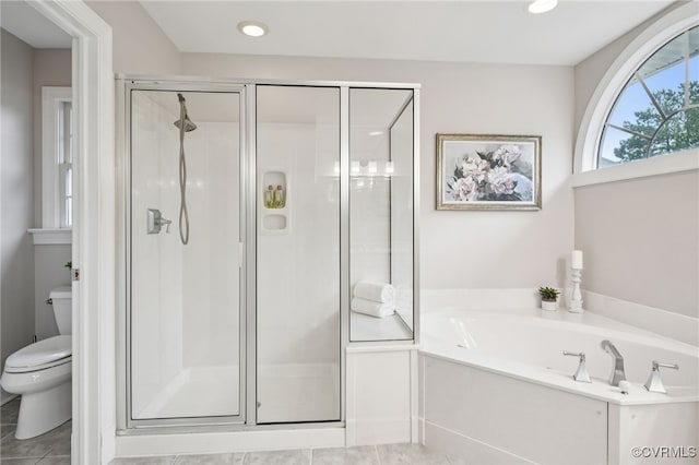 5308 Hillshire Way, Glen Allen, VA 23059 - full bath with a stall shower, a garden tub, tile patterned flooring, and recessed lighting