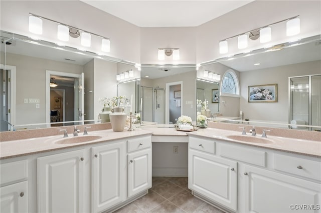 5308 Hillshire Way, Glen Allen, VA 23059 - full bathroom with a shower stall, vanity, and tile patterned floors