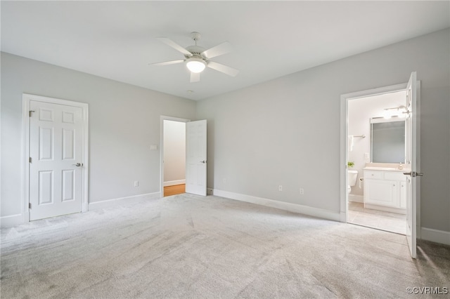 5308 Hillshire Way, Glen Allen, VA 23059 - unfurnished bedroom with light colored carpet, ensuite bathroom, and a ceiling fan