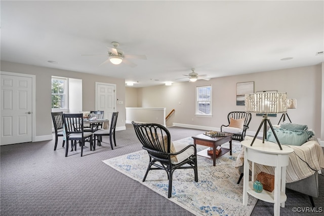 5308 Hillshire Way, Glen Allen, VA 23059 - living room with healthy amount of natural light, a ceiling fan, and carpet floors