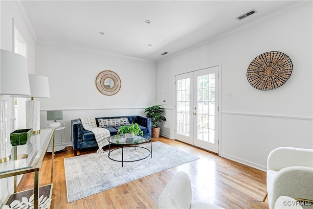 2619 Quarterpath Pl, Henrico, VA 23233 - living room featuring ornamental molding, french doors, and wood finished floors