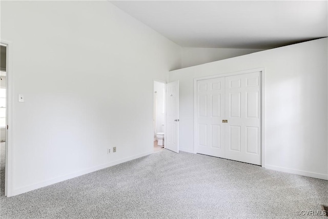 2619 Quarterpath Pl, Henrico, VA 23233 - unfurnished bedroom featuring carpet floors, lofted ceiling, a closet, and ensuite bath