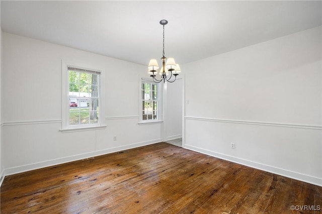 13917 Barnes Spring Rd, Midlothian, VA 23112 - empty room with a chandelier, baseboards, and wood-type flooring