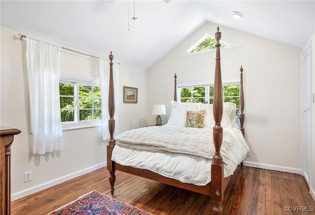 4103 Beechmont Rd, Richmond, VA 23235 - bedroom featuring baseboards, hardwood / wood-style floors, and vaulted ceiling