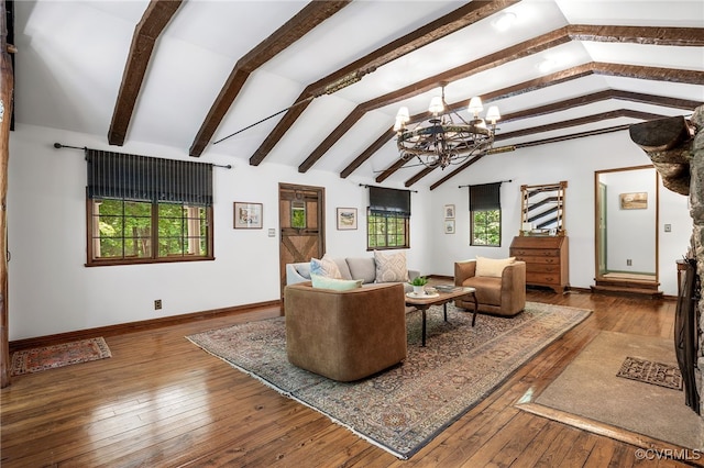 4103 Beechmont Rd, Richmond, VA 23235 - living area with a chandelier, hardwood / wood-style flooring, and baseboards