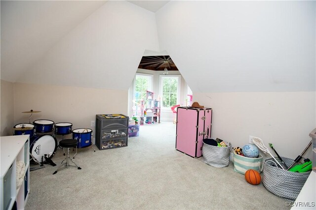 908 High St, Farmville, VA 23901 - game room featuring carpet flooring and vaulted ceiling