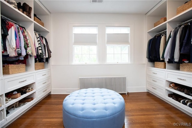 908 High St, Farmville, VA 23901 - spacious closet with radiator heating unit and dark wood-style flooring
