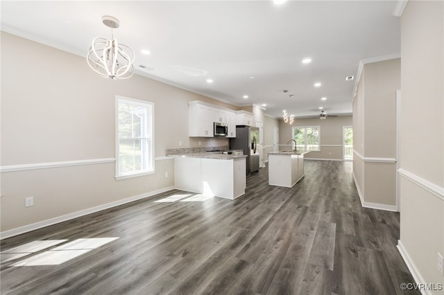 11816 Shady Ln, Chesterfield, VA 23831 - kitchen featuring stainless steel appliances, ornamental molding, recessed lighting, a chandelier, and a sink