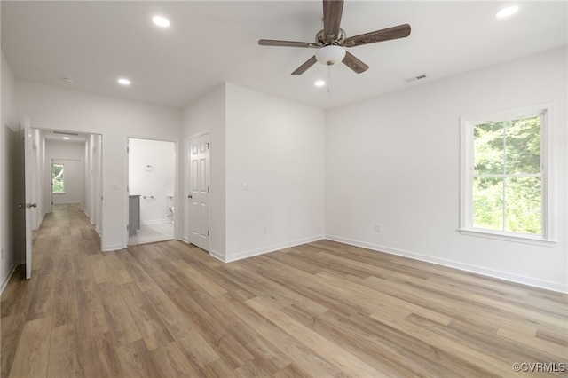 11800 Shady Ln, Chesterfield, VA 23831 - empty room featuring ceiling fan, recessed lighting, light wood finished floors, and baseboards