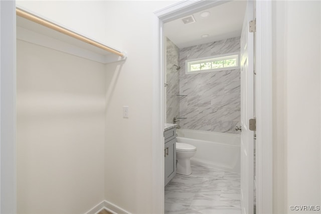 11800 Shady Ln, Chesterfield, VA 23831 - bathroom with marble finish flooring, vanity, toilet, and  shower combination