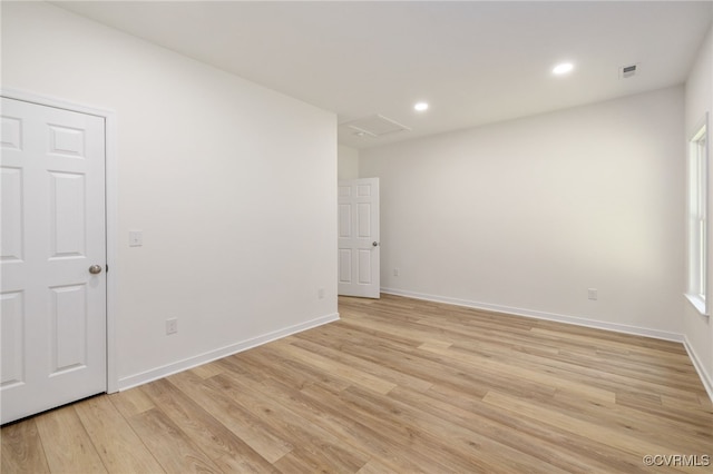 11800 Shady Ln, Chesterfield, VA 23831 - empty room with attic access, light wood-style floors, baseboards, and recessed lighting