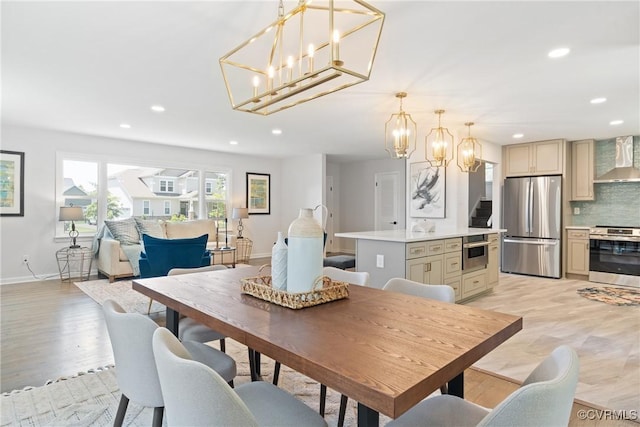 713 Chapman St, Ashland, VA 23005 - dining room with a chandelier, baseboards, and recessed lighting