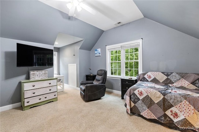 11021 Grub Hill Church Rd, Amelia Courthouse, VA 23002 - bedroom with lofted ceiling, carpet floors, and ceiling fan