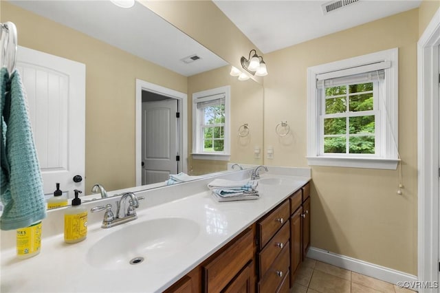 11021 Grub Hill Church Rd, Amelia Courthouse, VA 23002 - full bath featuring double vanity and tile patterned floors