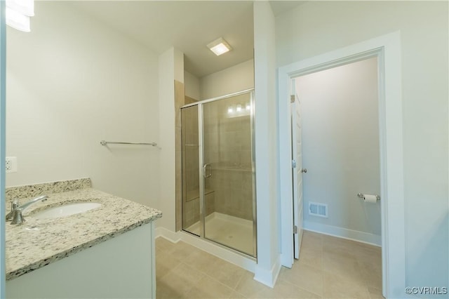 4302 Weaver Brook Rd Unit B, Glen Allen, VA 23233 - bathroom with a shower stall, vanity, baseboards, and tile patterned flooring