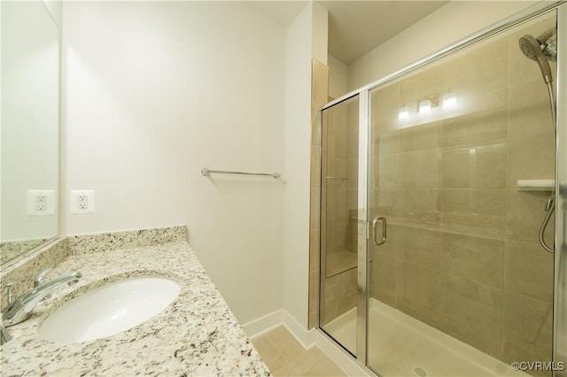 4302 Weaver Brook Rd Unit B, Glen Allen, VA 23233 - full bathroom with vanity, a shower stall, baseboards, and tile patterned floors