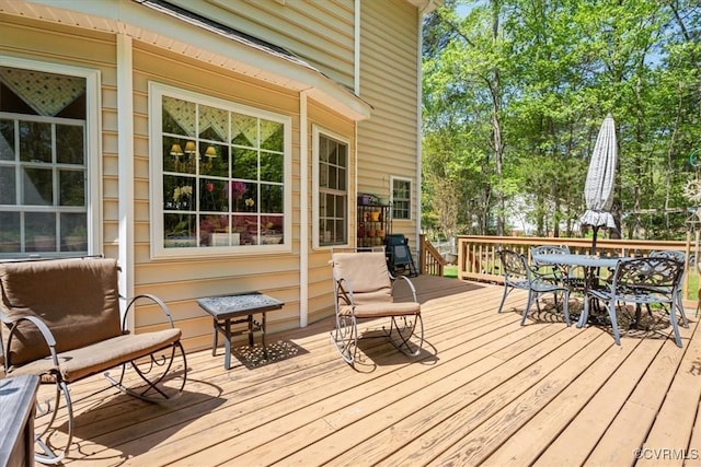 2024 Judes Ferry Rd, Powhatan, VA 23139 - wooden terrace with outdoor dining area