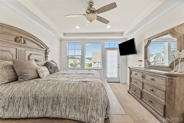 4025 Carrie Mill Xing, Glen Allen, VA 23059 - bedroom with multiple windows, a ceiling fan, a raised ceiling, and recessed lighting