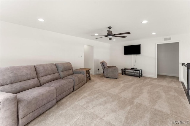 4025 Carrie Mill Xing, Glen Allen, VA 23059 - living area featuring recessed lighting, light colored carpet, and a ceiling fan