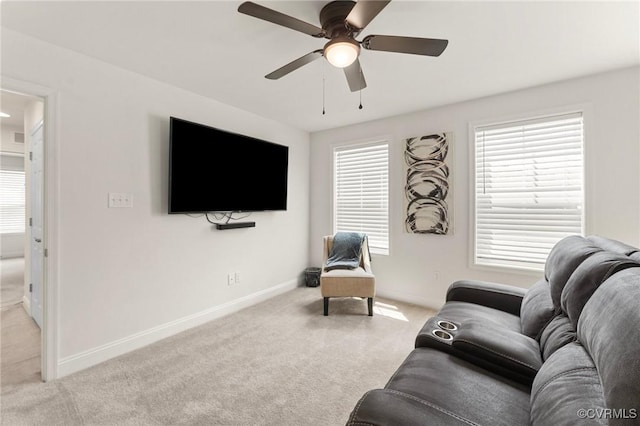 4025 Carrie Mill Xing, Glen Allen, VA 23059 - living room with carpet flooring, a ceiling fan, and plenty of natural light