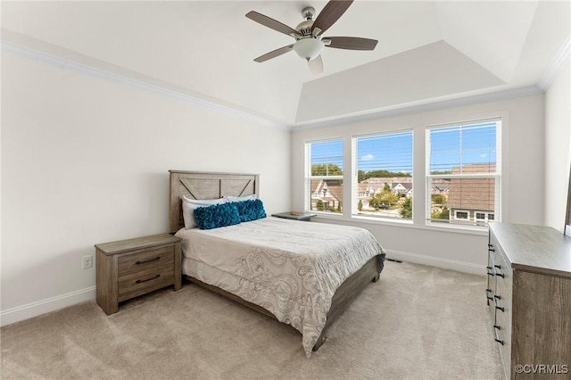 4025 Carrie Mill Xing, Glen Allen, VA 23059 - bedroom featuring light colored carpet, crown molding, a ceiling fan, and a tray ceiling