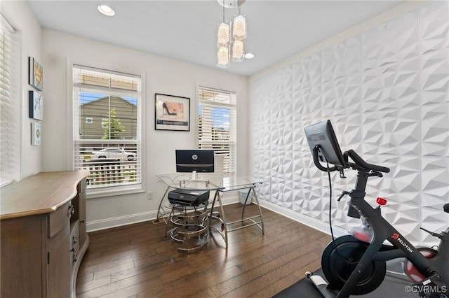 4025 Carrie Mill Xing, Glen Allen, VA 23059 - office area with dark wood-style flooring and recessed lighting