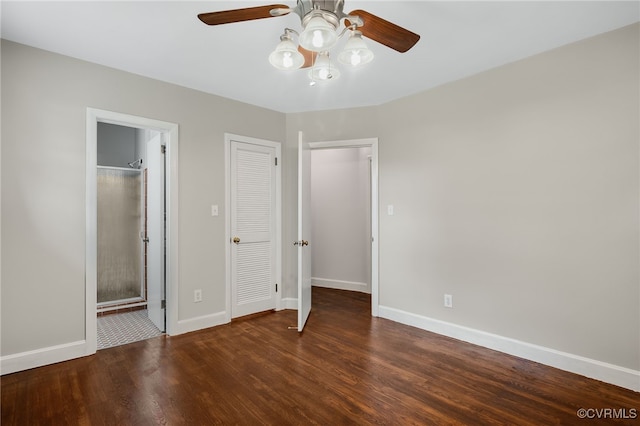 3304 Walnut St, Hopewell, VA 23860 - unfurnished bedroom with wood finished floors, ensuite bath, and a ceiling fan