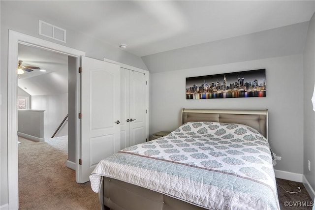 5217 Aldenbrook Way, Henrico, VA 23059 - bedroom featuring vaulted ceiling, carpet floors, baseboards, and a closet
