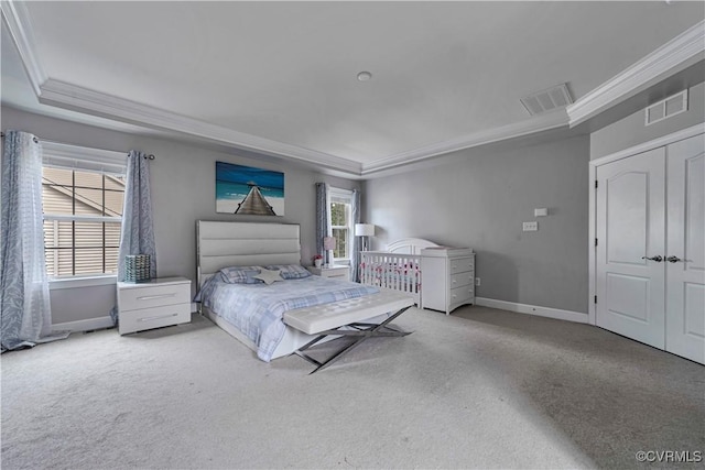5217 Aldenbrook Way, Henrico, VA 23059 - bedroom with a raised ceiling, carpet floors, ornamental molding, and baseboards