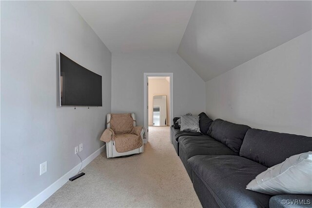 5217 Aldenbrook Way, Henrico, VA 23059 - living room featuring carpet, vaulted ceiling, and baseboards