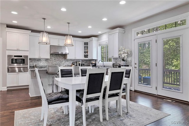 5217 Aldenbrook Way, Henrico, VA 23059 - dining space featuring dark wood finished floors and recessed lighting