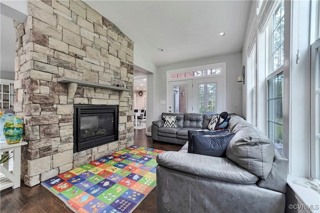 5217 Aldenbrook Way, Henrico, VA 23059 - living room featuring a fireplace, healthy amount of natural light, and wood finished floors
