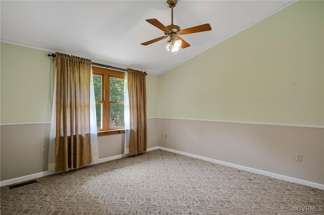4285 Hadensville Farm Rd, Goochland, VA 23117 - unfurnished room featuring lofted ceiling, crown molding, and ceiling fan
