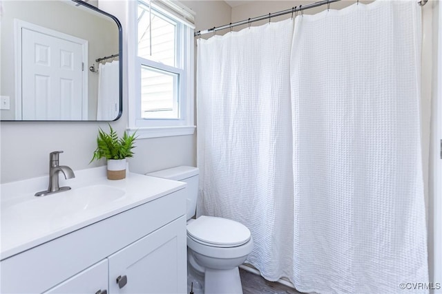 5007 Gention Rd, Chesterfield, VA 23832 - full bathroom with vanity, toilet, and a shower with shower curtain