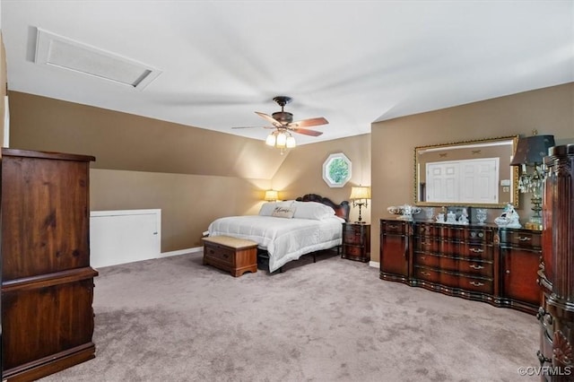 7503 Native Dancer Dr, Midlothian, VA 23112 - bedroom with carpet, attic access, vaulted ceiling, ceiling fan, and baseboards