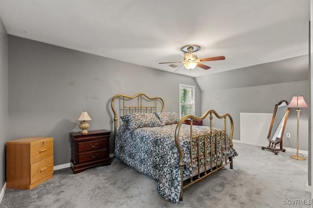 7503 Native Dancer Dr, Midlothian, VA 23112 - carpeted bedroom with baseboards, vaulted ceiling, and a ceiling fan
