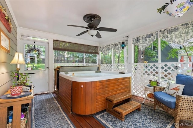 7503 Native Dancer Dr, Midlothian, VA 23112 - sunroom / solarium with a jacuzzi and ceiling fan