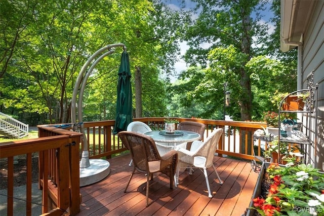 7503 Native Dancer Dr, Midlothian, VA 23112 - wooden deck with outdoor dining space