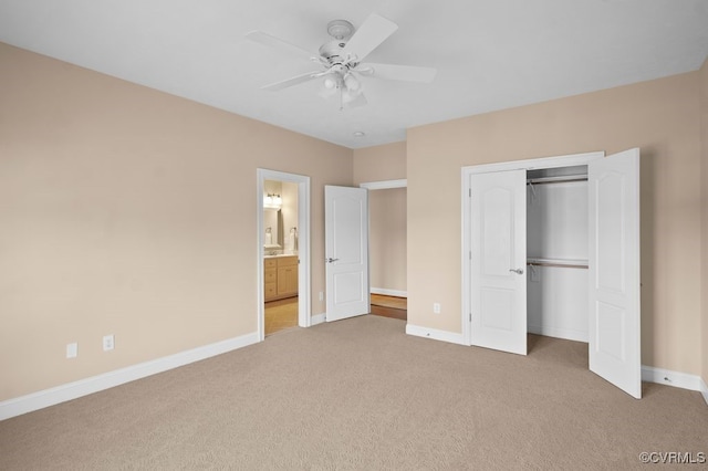 12316 Traylor Field Ln, Ashland, VA 23005 - unfurnished bedroom featuring light carpet, baseboards, a closet, and ceiling fan