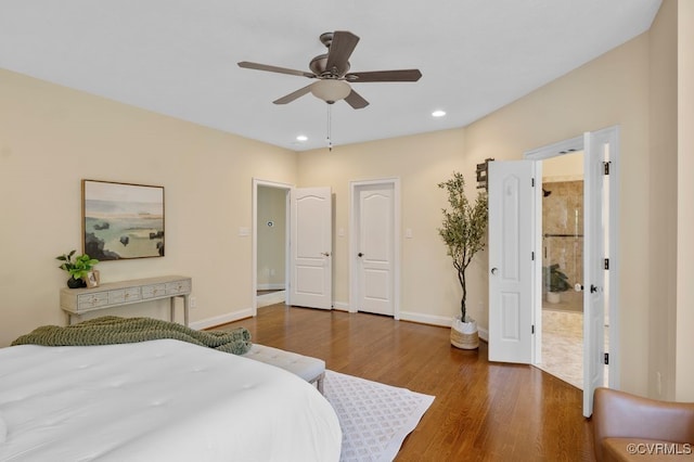 12316 Traylor Field Ln, Ashland, VA 23005 - bedroom featuring wood finished floors, recessed lighting, baseboards, and ceiling fan