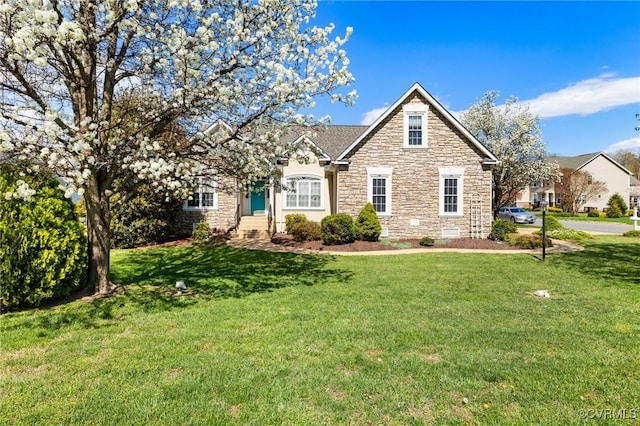 9401 Nolandwood Dr, Mechanicsville, VA 23116 - view of front of house with stone siding and a front yard