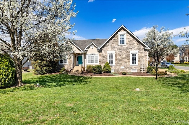 9401 Nolandwood Dr, Mechanicsville, VA 23116 - view of front of property with stone siding and a front yard