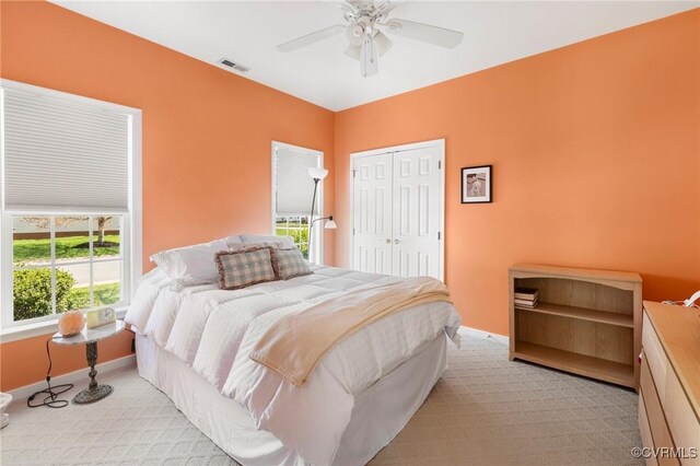 9401 Nolandwood Dr, Mechanicsville, VA 23116 - bedroom featuring carpet, a closet, a ceiling fan, and baseboards