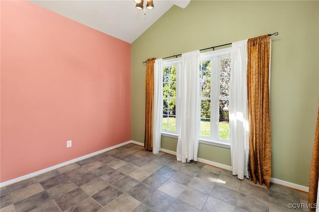 9401 Nolandwood Dr, Mechanicsville, VA 23116 - unfurnished room featuring a ceiling fan, plenty of natural light, baseboards, and high vaulted ceiling