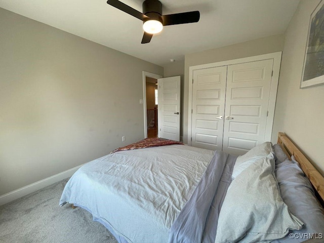 1710 N 29th St, Richmond, VA 23223 - bedroom with a closet, carpet floors, baseboards, and ceiling fan
