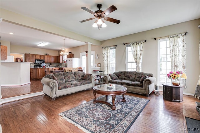 1408 Selma Ln, Henrico, VA 23223 - living area with a ceiling fan and dark wood-type flooring