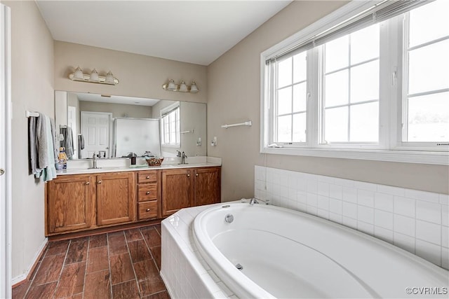 1408 Selma Ln, Henrico, VA 23223 - bathroom with a garden tub, double vanity, and a shower