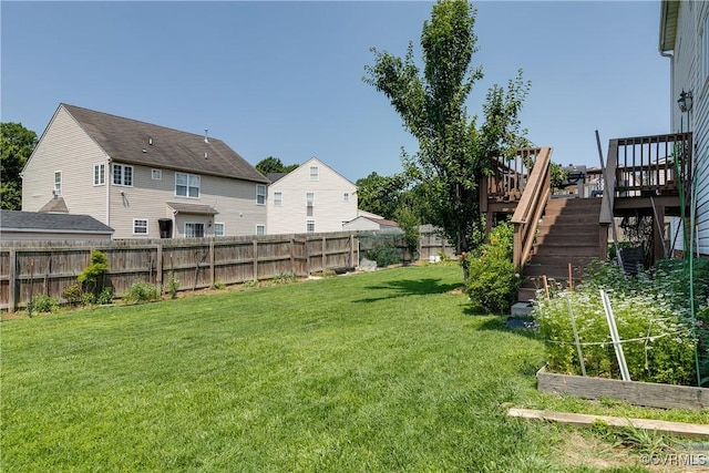 1408 Selma Ln, Henrico, VA 23223 - view of yard with a wooden deck, stairs, and a garden