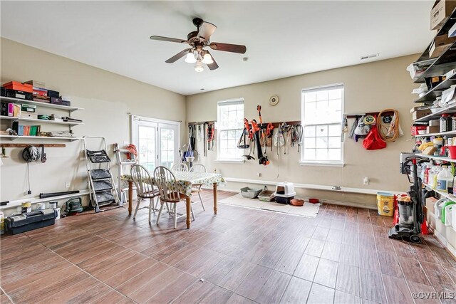 1408 Selma Ln, Henrico, VA 23223 - dining space with ceiling fan and wood finished floors